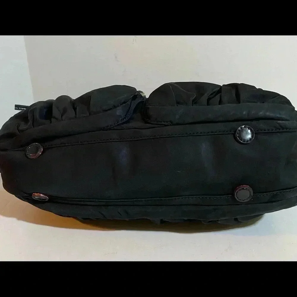 MZ Wallace black quilted nylon satchel handbag
